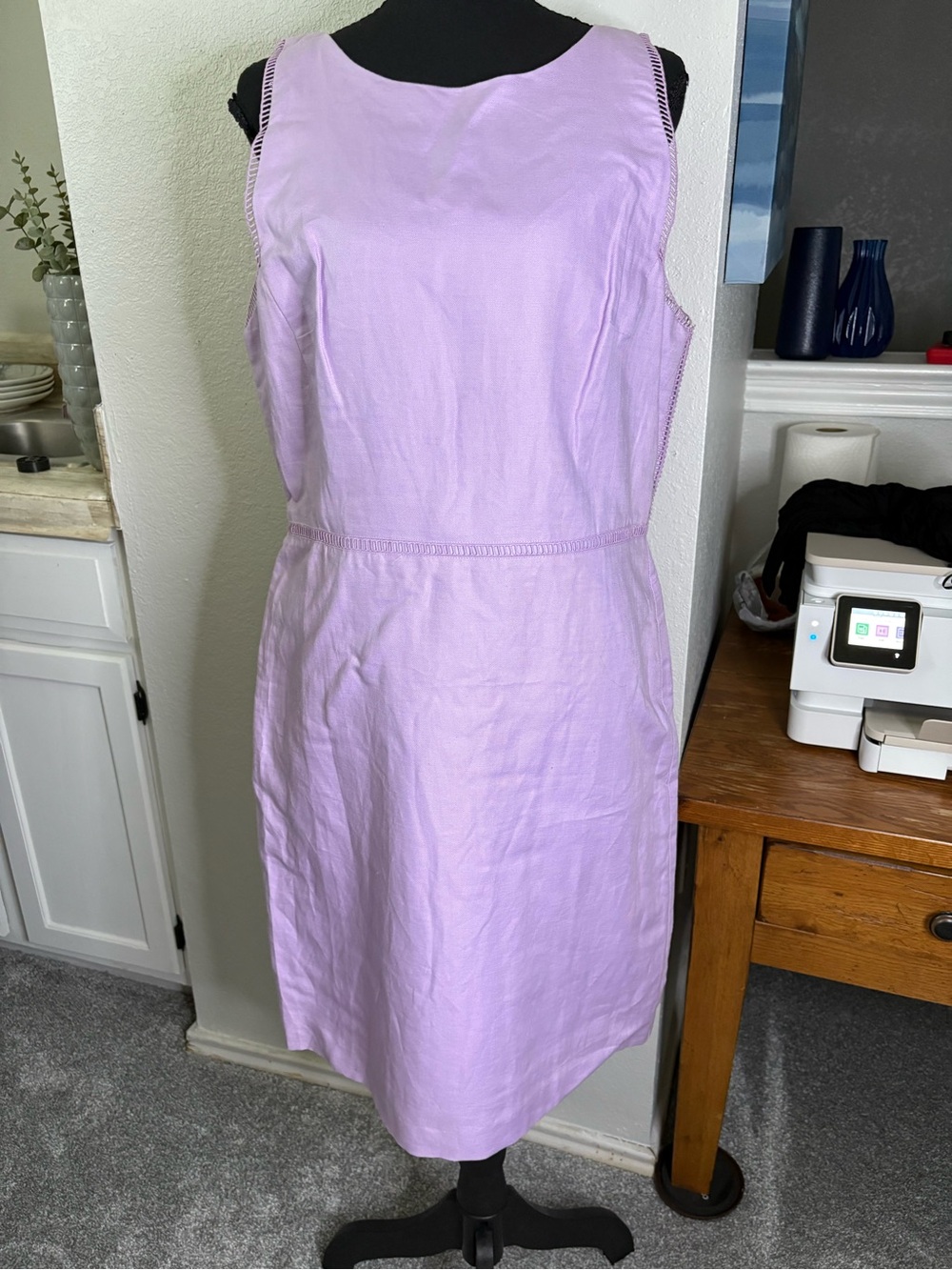 Sleeveless Lilac Linen Blend Dress
